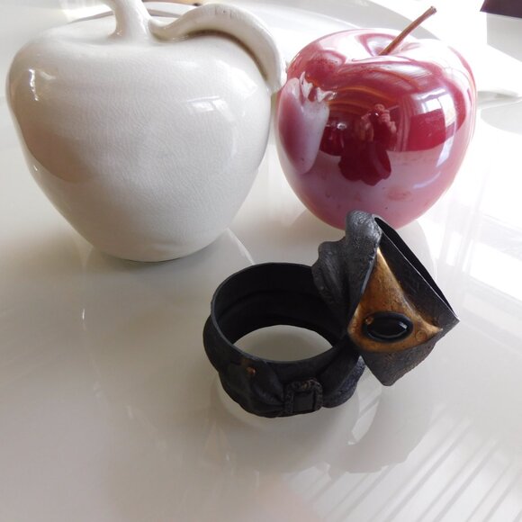 2 brown and gold leather bracelets made by a craftswoman New - Picture 2 of 2